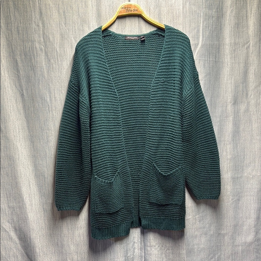 Brave soul Women's Teal Open-Front knit Sweater size XS